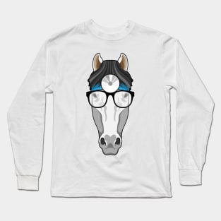 Horse as Doctor with Glasses Long Sleeve T-Shirt